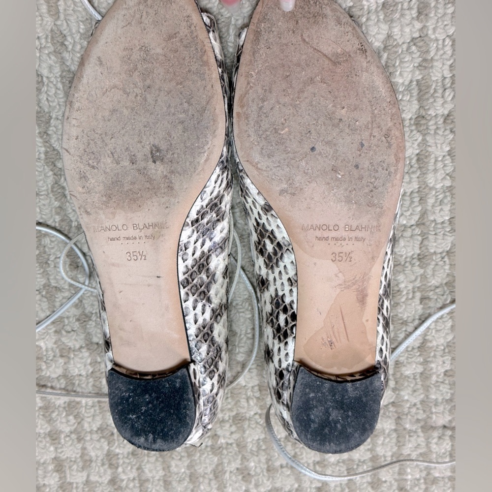 Manolo Blahnik Python Ankle Wrap Ballet Flats. Si… - image 5